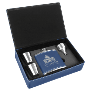 6 oz. Laserable Leatherette Flask Gift Set